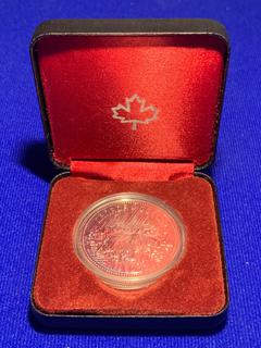 1980 Canada Silver Dollar "Polar Bear" c/w Display Case.