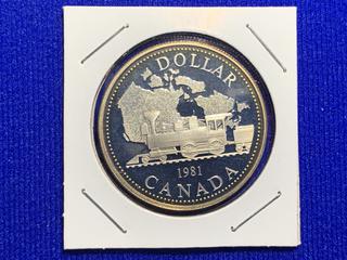 1981 Canada Silver Dollar "Transcontinental Railroad 100th Anniversary".