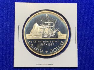 1987 Canada Silver Dollar "Davis Straight Expedition 400th Anniversary".