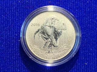 2016 Canada Twenty Dollar .9999 Fine Silver Coin "Tyrannosaurus Rex".