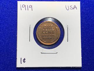 1919 USA One Cent Coin.