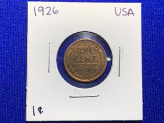 1926 USA One Cent Coin.