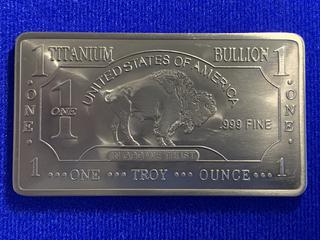 One Troy Ounce .999 Fine Titanium Bar.