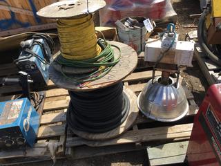 Partial Reel of 600V Wire, Partial Roll of Testoon 600V Wire & (1) Cooper Light.