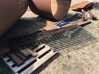Assorted Flat Bar & (1) Piece of 3'x8' Steel Grating w/14"x3' Piece Cut Out.