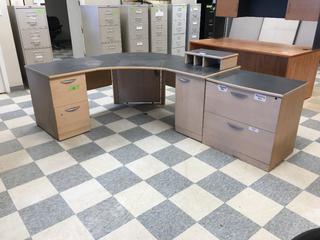 67"x67"x28 1/2" Corner Office Desk w/ 2 Drawer Cabinet.