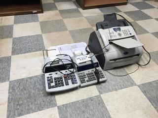 (2) Electric Calculators & (1) Brother Fax Machine.