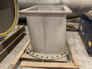 Selling Off-Site -  37" x 28"x 38" 3/8" 304L S/S Flanged Square to Round Reducer 38". Located at  1845 104 Ave NE #131, Calgary, AB T3J 0R2