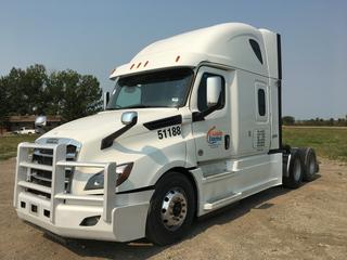 2019 Freightliner New Cascadia T/A Truck Tractor c/w Detroit DD15 14.8L Engine, Detroit Auto Transmission, Air Brakes, Front Axle Rating 13,200 Lbs, Rear Axle Rating 40,000 Lbs, 126" Sleeper Cab, Showing 669,635 KMS, Unit # 51188, VIN 3AKJHHDR0KSJX9367.