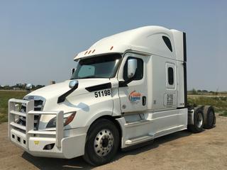 2019 Freightliner New Cascadia T/A Truck Tractor c/w Detroit DD15 14.8L Engine, Detroit Auto Transmission, Air Brakes, Front Axle Rating 13,200 Lbs, Rear Axle Rating 40,000 Lbs, 126" Sleeper Cab, Showing 1,033,211 KMS, Unit # 51198, VIN 3AKJHHDR9KSJX9349.