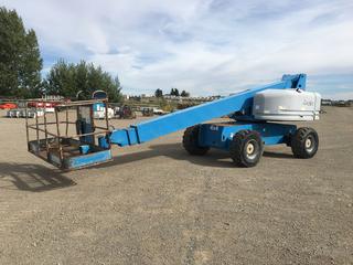 1999 Genie S60 4x4 Manlift c/w Ford Gas, 500 LB Capacity, 15-19.5 Tires. S/N S60-5197