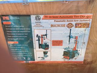 Unused TMG-TC24 2HP Semi Automatic Tire Changer (Power assist arm to sell separately).