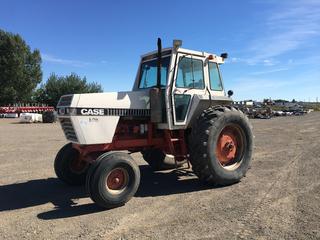 Case 2090 Tractor c/w Diesel, Shuttle Trans, EROPS, A/C, Heater, 2 Bank Hydraulics, 1,000 & 540 Reversible PTO, New Grammar Air Ride Seat, Front, 11.00-16 Front, 20.8R38 Rear Tires.
