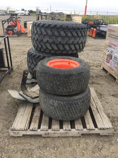 (2) 21.5L-16.1 , (2) 29x12.50-15 Tires w/Mud Flaps To Fit Kubota M5700 Tractor. Control # 8080.