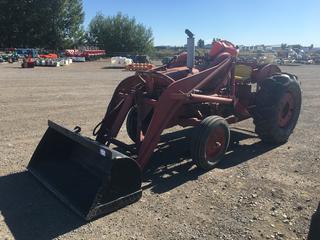 International Harvester Tractor c/w 4 Cyl Gas, Direct Trans, 61" Bucket, No PTO Drive, 6.50-16 Front, 13.6-28 Rear Tires. No S/N 