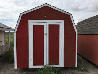 Wooden Shed Hip Roof Style 8'x9'x 8'3"H . Control # 8017.