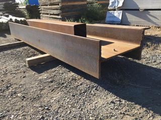 Steel Beam H-Shape 24"x12"x1" & Steel Cube 8"Square, 6' Long & 1/4" Thick. Control # 8132.
