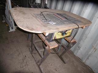 Trademaster Table Saw 10" Blade on stand w/ Wheels.