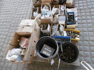Pallets of Assorted Nails, Bolts & Small Clevices.