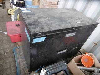 Metal File Cabinet 2 Drawer  3'W x 19"L x 28"H.