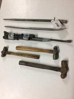 (3) Ball Peen Hammers and Assorted Chisels