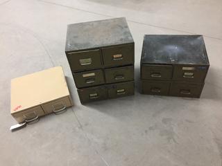 (6) Metal Storage Boxes w/ Wire Brushes, Nuts, Bolts & Gauges.