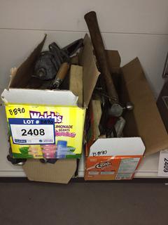 (3) Small Boxes of Hand Tools, Glue Gun, Planer, BlueGrgo Gecko Strike.