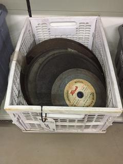 Bin of Assorted Chop Saw Blades.