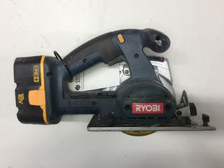 Bostitch Air Nailer, Ryobi Cordless 18V Laser Saw, (2) Batteries (No Charger) & Ryobi Charger.
