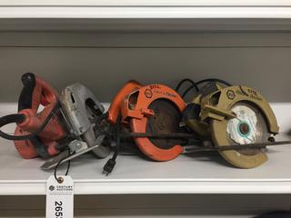(1) Milwaukee & (2) Black & Decker Circular Saws.