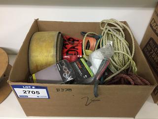 Quantity of Assorted Rope, Tie Downs, Tow Rope, Wiring Kit, Vehicle Lamps, Etc.
