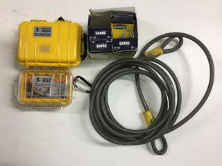 Pelican Boxes, Drill Bits, Pad Locks & Kryptonite Flex Security Looped Cable.