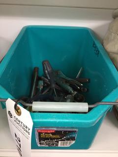 Bin of Assorted Sockets, Screwdrivers & Pliers.