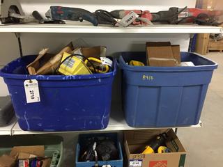 (2) Bins of Various Lighting, Halogen Work Lights, Trailer Lights, Safety Vests, Etc.