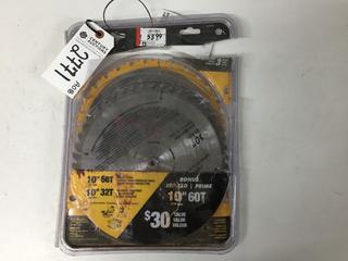 (2) 10" Circular Saw Blades, (1) New/(1) Used.