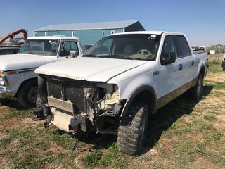 Selling Off- Site -  2004 Ford F150 Crew Cab 4x4 No Key, Running Condition Unknown, Non Repair, Front End Damage, Parts Missing, VIN 1FTPW14534KB89276.  Location - 527 North 200 East, Raymond, AB -  For Further Information Please Call Chris 403-308-1161.