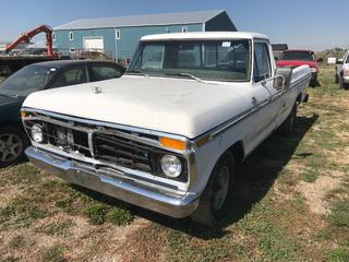 Selling Off- Site -  1977 Ford F150 c/w V8, Auto, Not Running, Parts Missing, No Key 47863 Miles, VIN F15SCX86930.  Location - 527 North 200 East, Raymond, AB -  For Further Information Please Call Chris 403-308-1161.