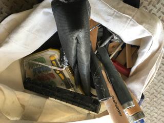 Selling Off- Site -  Tote Bag w/Paint Rollers, Calking, Etc.  Location - 527 North 200 East, Raymond, AB -  For Further Information Please Call Chris 403-308-1161.