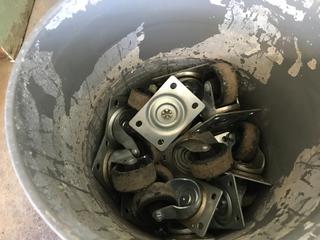 Selling Off- Site -  Bucket of Approximately (18) 2.5" Swivel Casters.  Location - 527 North 200 East, Raymond, AB -  For Further Information Please Call Chris 403-308-1161.