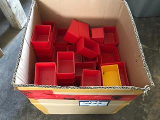 Selling Off- Site -  Box of Approximately (100) Red Bins 2x2x3.  Location - 527 North 200 East, Raymond, AB -  For Further Information Please Call Chris 403-308-1161.