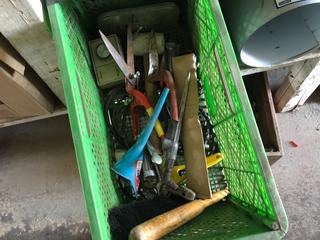 Selling Off- Site -  Green Crate of Misc. Tools.  Location - 527 North 200 East, Raymond, AB -  For Further Information Please Call Chris 403-308-1161.