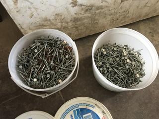 Selling Off- Site -  (2) Pails Roofing Nails.  Location - 527 North 200 East, Raymond, AB -  For Further Information Please Call Chris 403-308-1161.