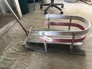 Selling Off- Site -  Antique Wood Childs Sled.  Location - 527 North 200 East, Raymond, AB -  For Further Information Please Call Chris 403-308-1161.