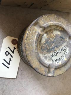 Selling Off- Site -  Antique Tobacco Tin Ottoman.  Location - 527 North 200 East, Raymond, AB -  For Further Information Please Call Chris 403-308-1161.