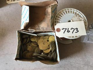 Selling Off- Site -  Approximately (100) Brass Tags and Roll Copper Wire.  Location - 527 North 200 East, Raymond, AB -  For Further Information Please Call Chris 403-308-1161.