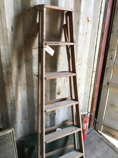 Selling Off- Site -  6 Ft. Wood Ladder.  Location - 527 North 200 East, Raymond, AB -  For Further Information Please Call Chris 403-308-1161.