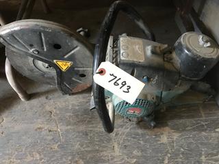 Selling Off- Site -  Makita Gas Powered Cut Off Saw. Condition Unknown.  Location - 527 North 200 East, Raymond, AB -  For Further Information Please Call Chris 403-308-1161.