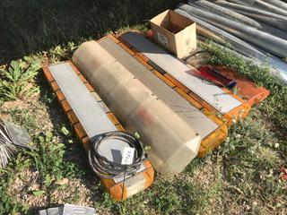 Selling Off- Site -  (5) Vintage Overhead Amber Lights 60" Long.  Location - 527 North 200 East, Raymond, AB -  For Further Information Please Call Chris 403-308-1161.
