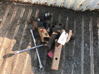 Selling Off- Site -  (4) Receivers, Hitches w/Cross Wrench, Trailer Jack, Spare Tire Carrier, (2) Jacks.  Location - 527 North 200 East, Raymond, AB -  For Further Information Please Call Chris 403-308-1161.
