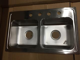 Elkay Lustertone Top Mount Double Stainless Steel Sink, 29"x 18"x 6.5".